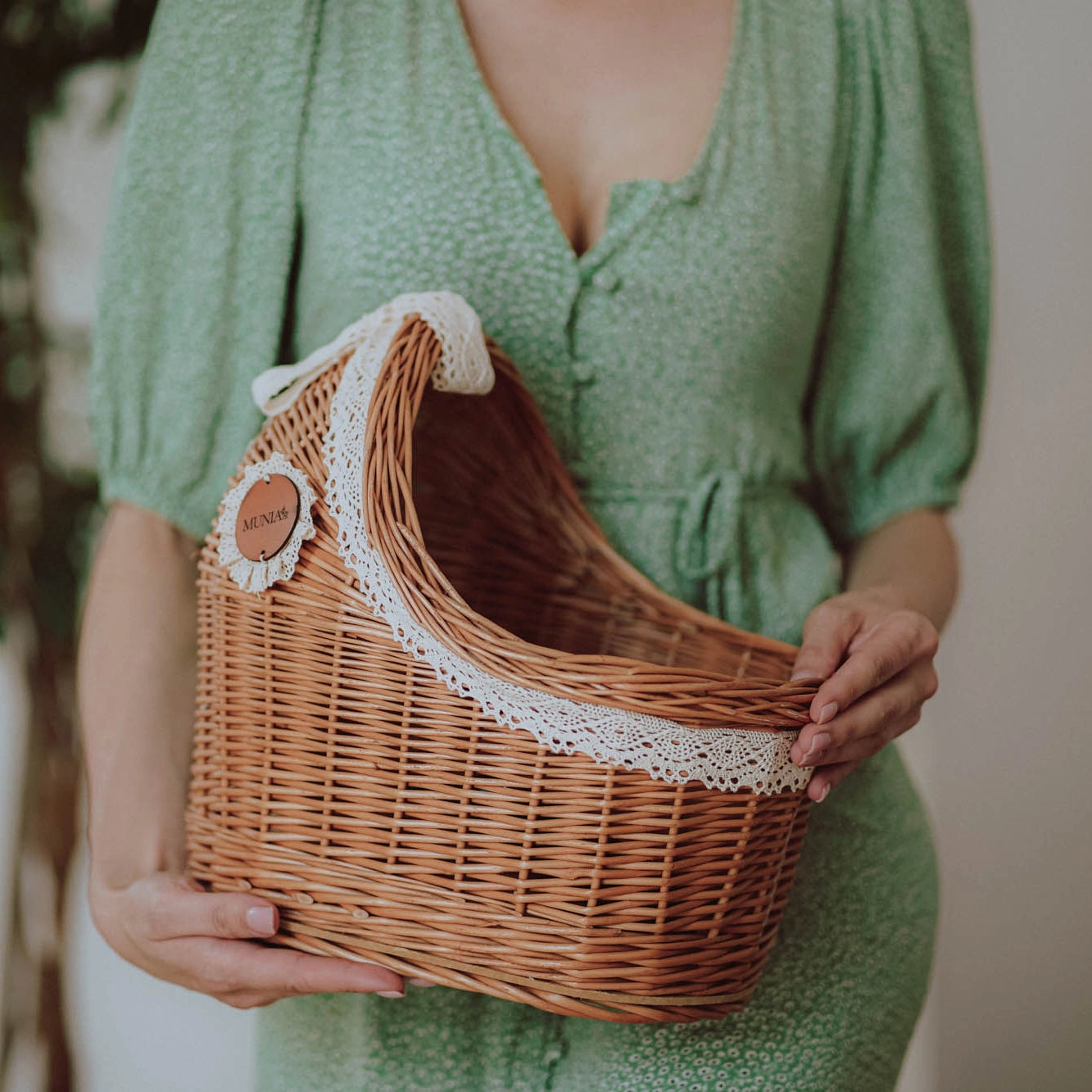 Kosz wiklinowy prezentowy BabyShower.