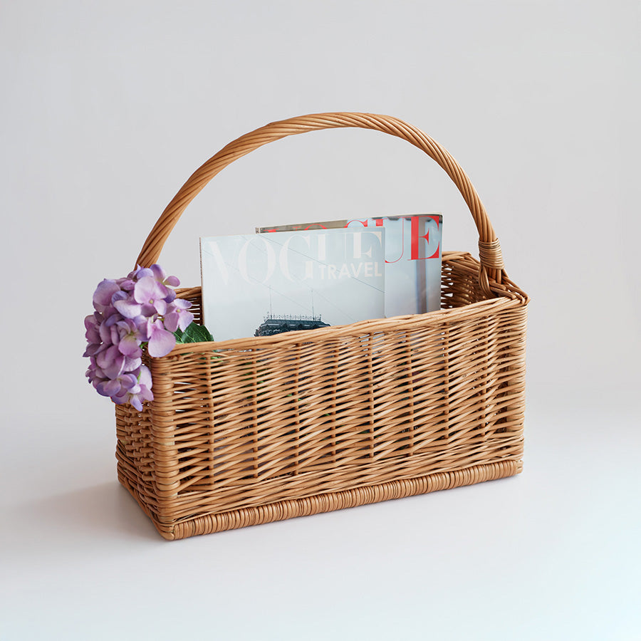 Wicker basket for books/newspapers