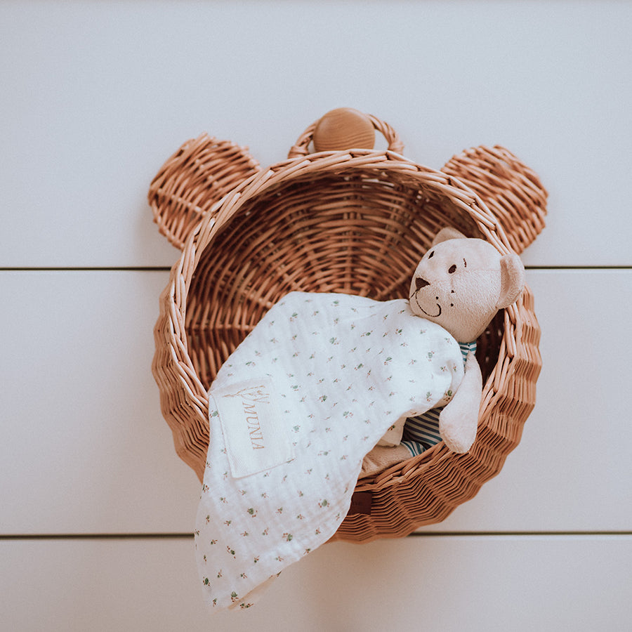 Teddy Bear Wicker Wall Hanging Basket