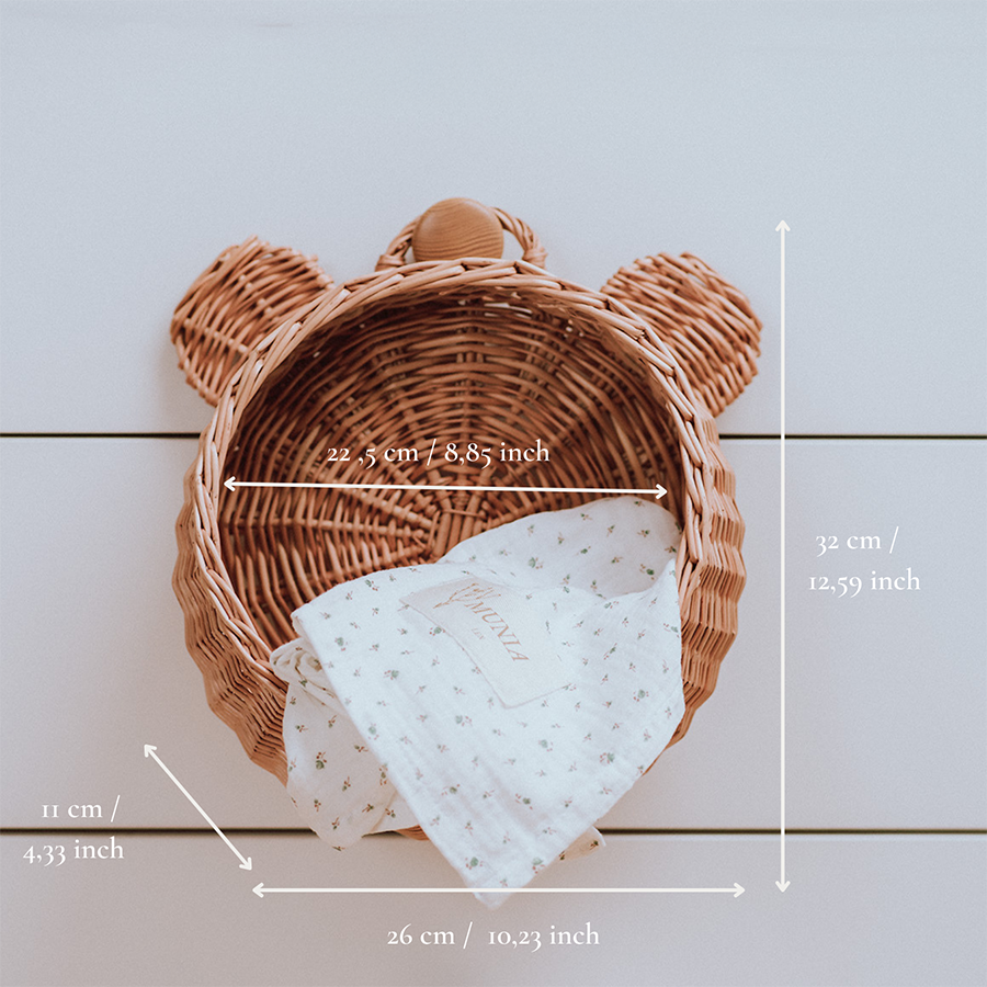 Teddy Bear Wicker Wall Hanging Basket
